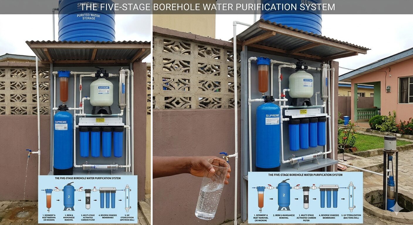 Best Water Purifier for Borehole Water in Lagos Nigeria Borehole water purification system installed in Lagos home