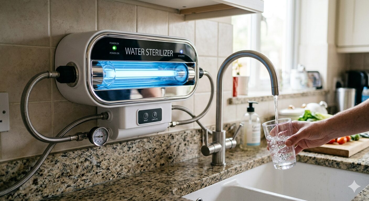 What Is a Water Sterilizer and How Does It Work? Safe drinking water treated with UV sterilizer