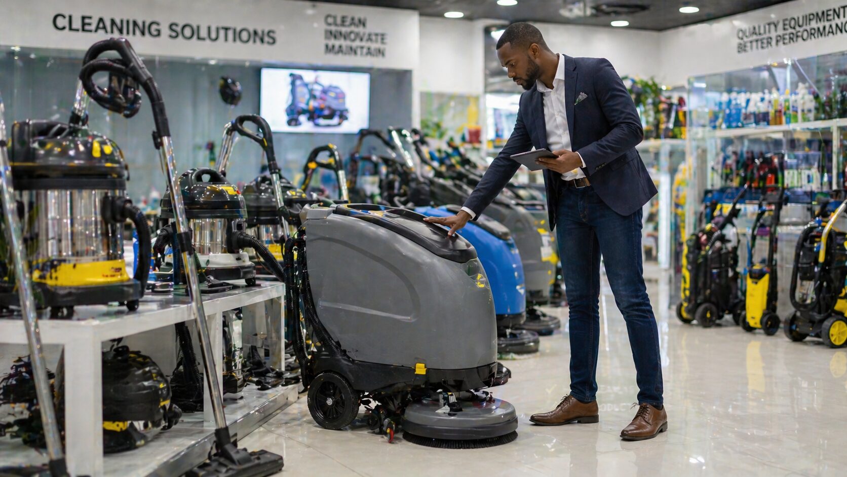 buying cleaning equipment showroom inspection cleaning machines Lagos Nigeria