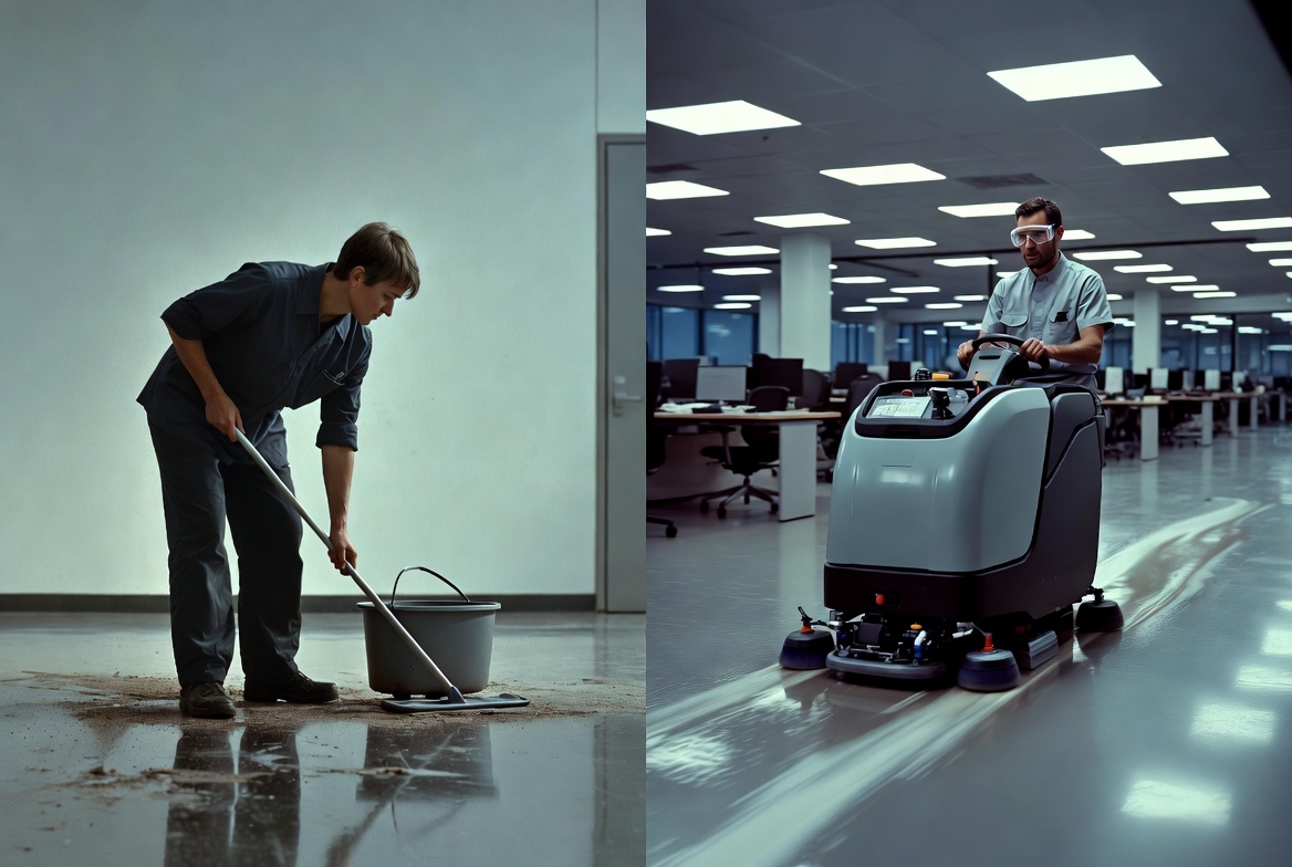 ROI of cleaning machines comparison manual vs industrial cleaning equipment Lagos, Nigeria
