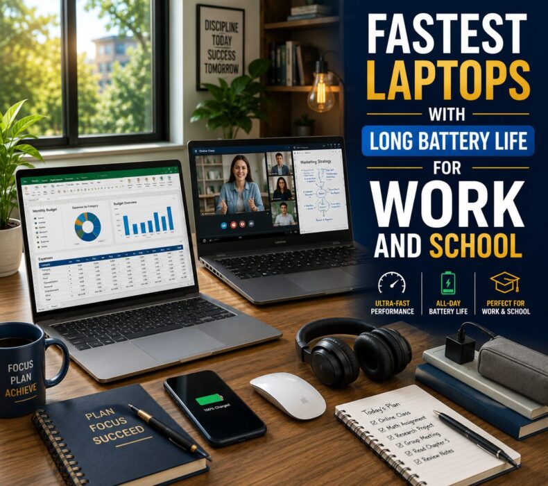 Fastest Laptops with Long Battery Life for Work and School