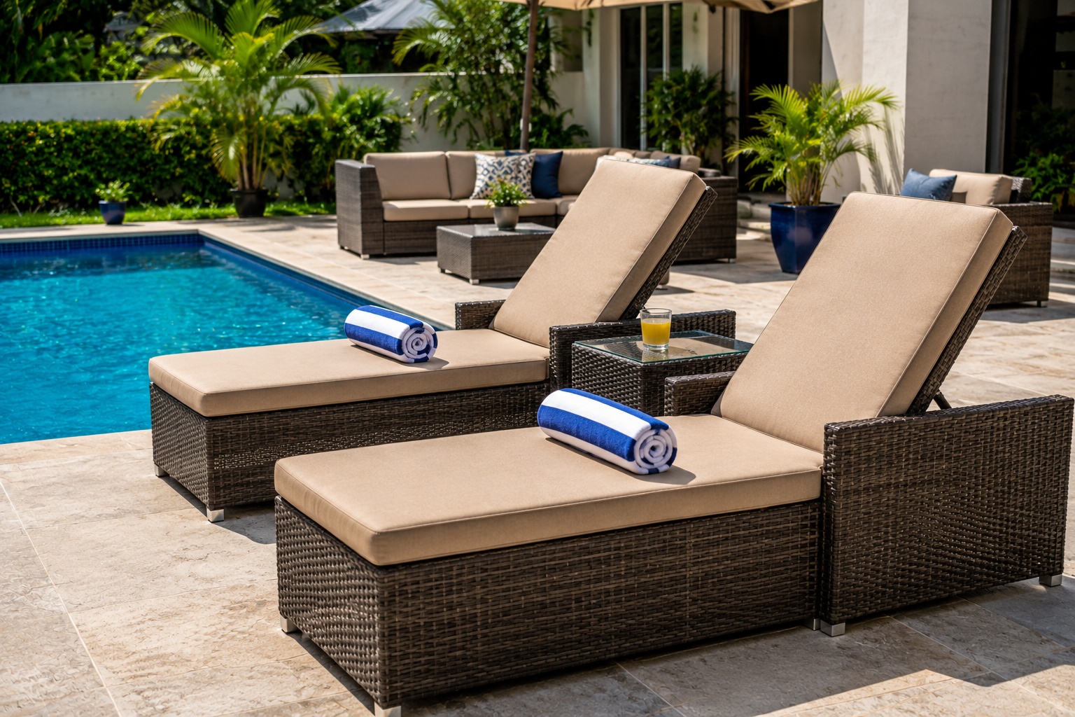 Luxury waterproof outdoor furniture for pool relaxation