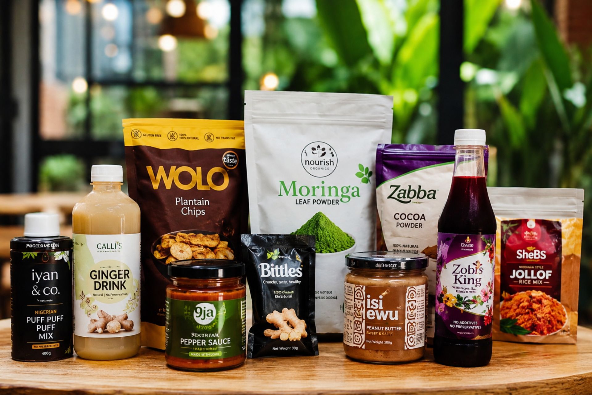The Rise of Indigenous Food and Beverage Brands in Nigeria Modern Nigerian food brands showcasing locally produced packaged food products