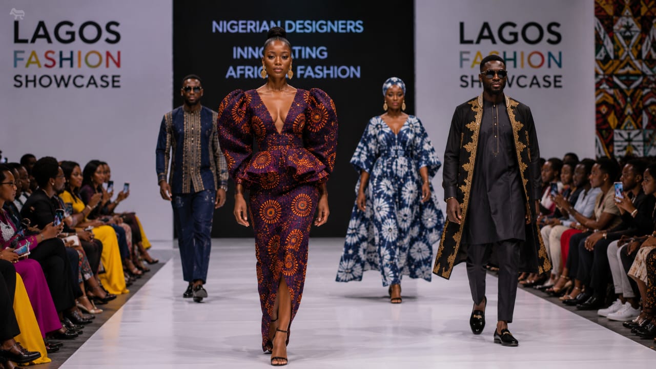 Leading Nigerian fashion designers showcasing innovative collections on a modern runway in Nigeria