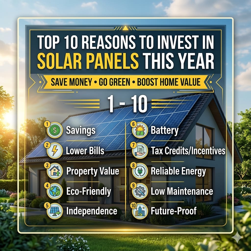 Top 10 Reasons to Invest in Solar Panels This Year with a modern residential solar installation