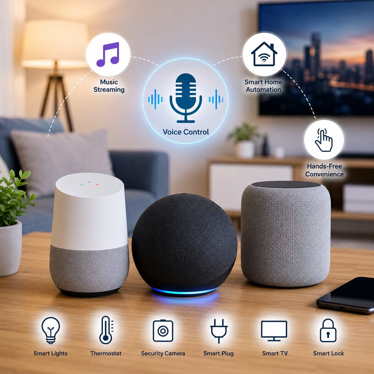 Quality smart speakers for homes providing voice control, wireless music streaming, smart home automation, and hands-free convenience.