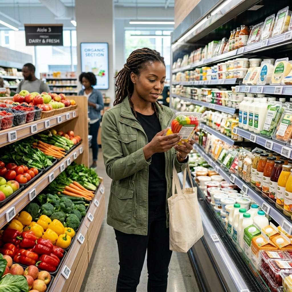 Consumer inspecting food quality before purchase in Nigeria