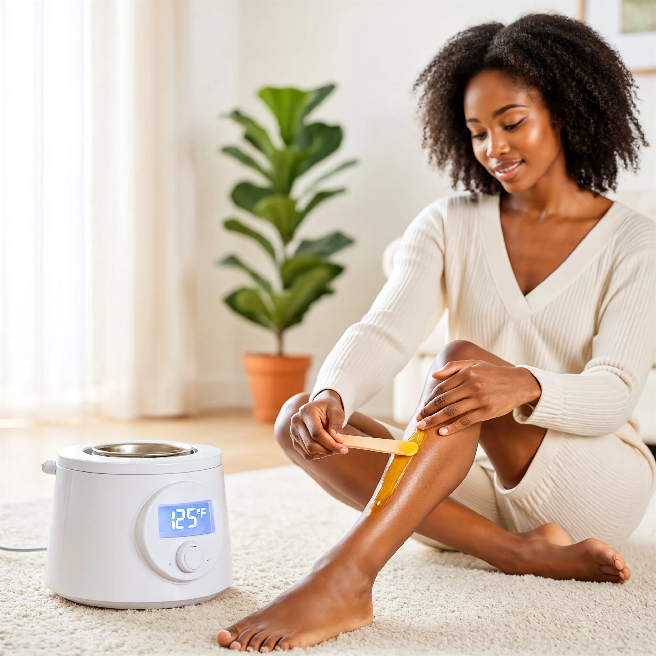Professional electric wax heater machine for salon hair removal treatment.