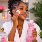 What Is Rose Water Toner? Benefits, Uses, and Side Effects Explained African Woman applying rose water toner to her face for hydrated, glowing skin.