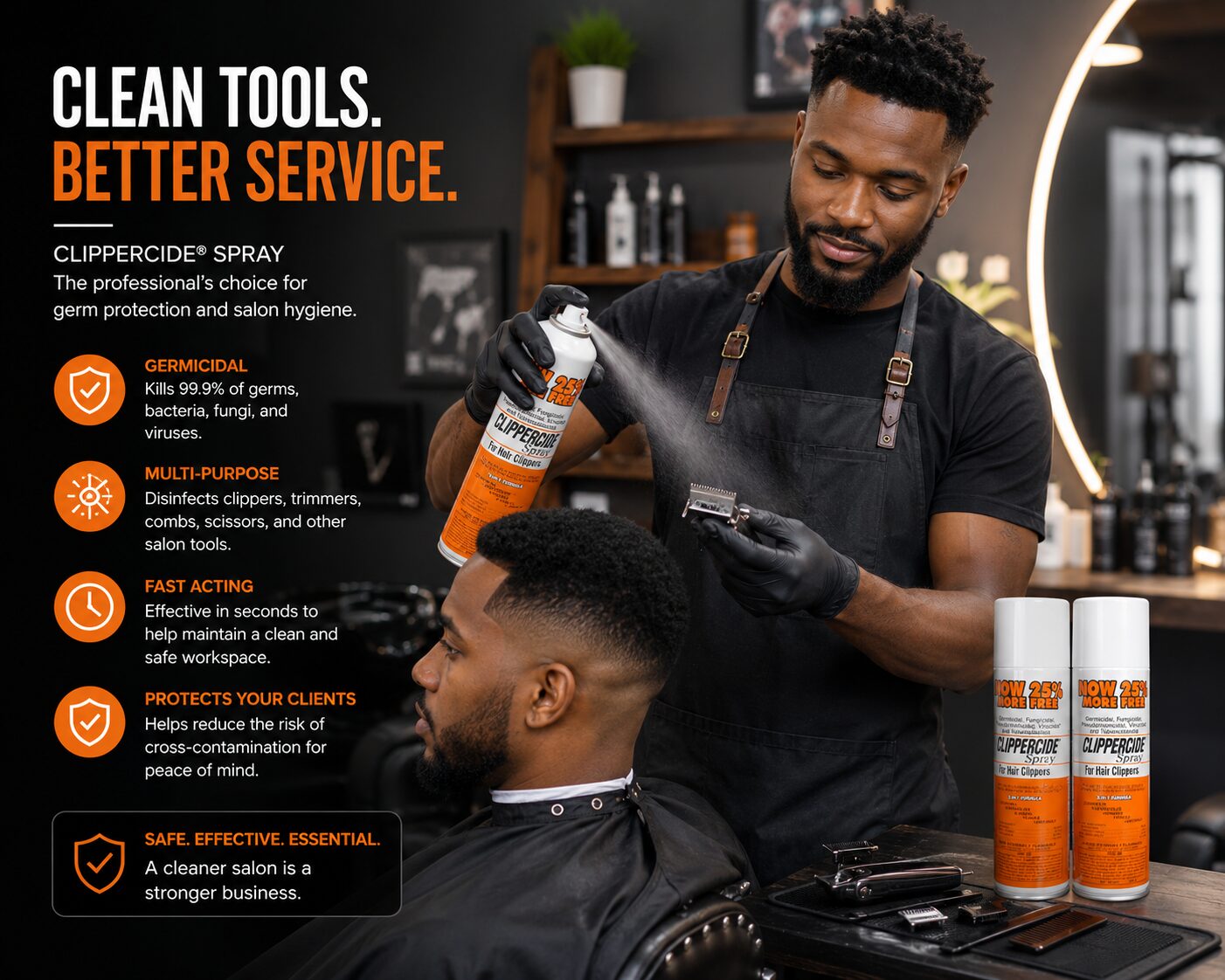 The Complete Guide to Maintaining Hair Clippers, Trimmers, and Salon Tools Like a Professional Professional barber cleaning and disinfecting hair clippers and salon tools after use.