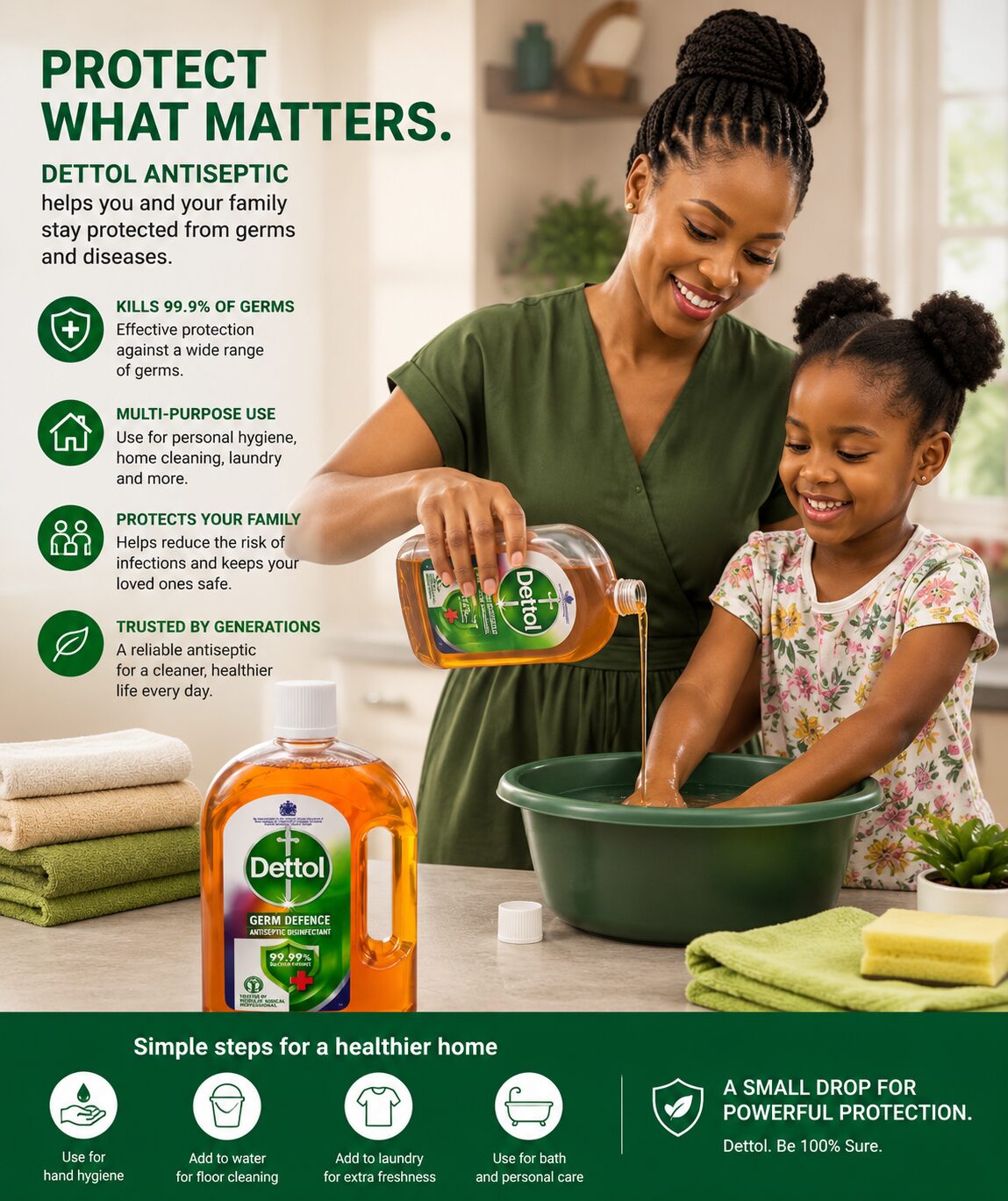 The Complete Guide to Using Dettol Antiseptic for Personal Hygiene and Household Cleaning Dettol Antiseptic bottle for personal hygiene, first aid, and household cleaning.
