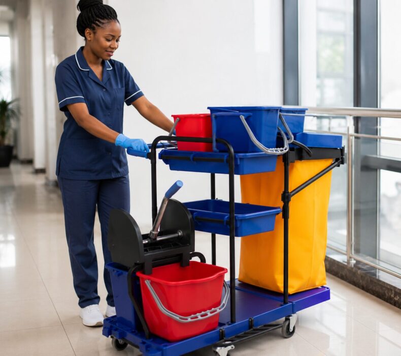 How the Right Double Trolley for Cleaning Equipment Reduces Cleaning Time and Labor Costs