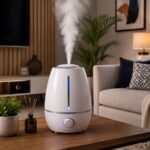 Top 10 importance of an air humidifier in a Nigerian home showing a modern humidifier improving indoor air quality in a comfortable living room