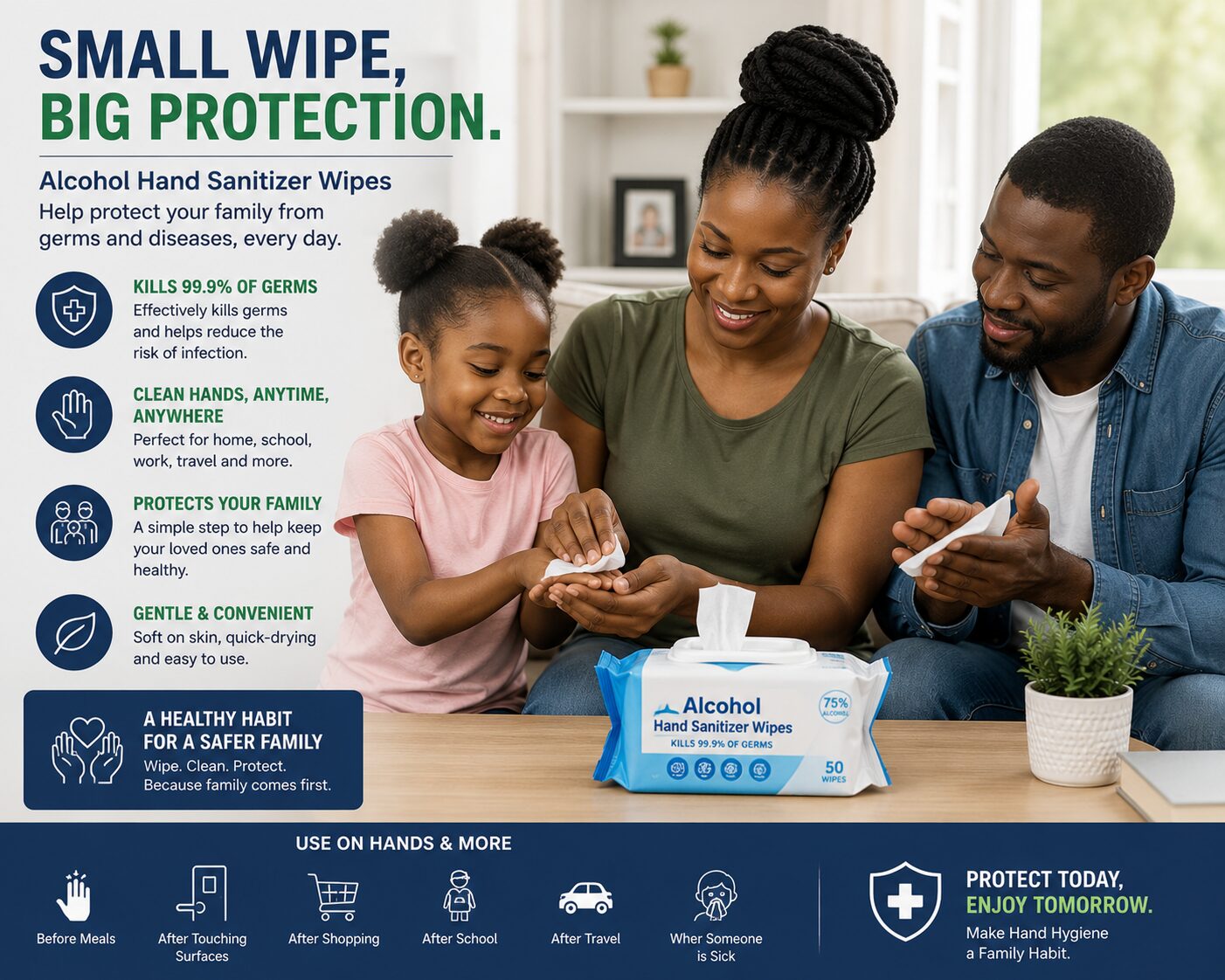Essential Infection Control Tips Using Alcohol Hand Sanitizer Wipes in Healthcare Settings African healthcare worker using Alcohol Hand Sanitizer Wipes to maintain infection control in a modern healthcare facility.