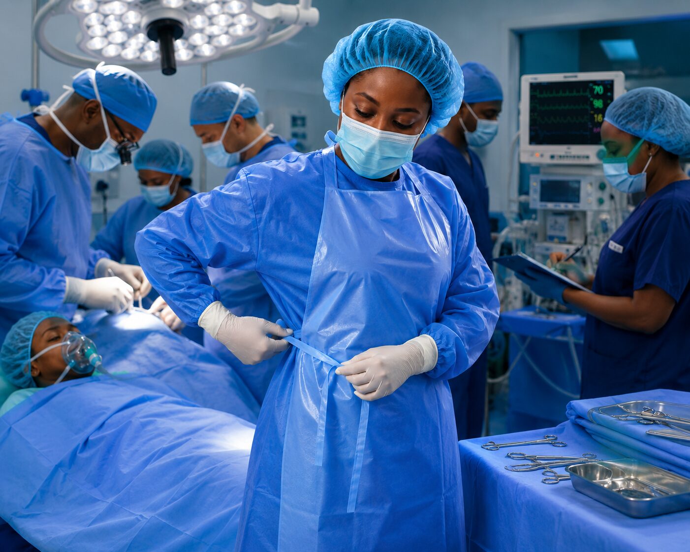 Disposable and reusable medical aprons compared in a healthcare setting.