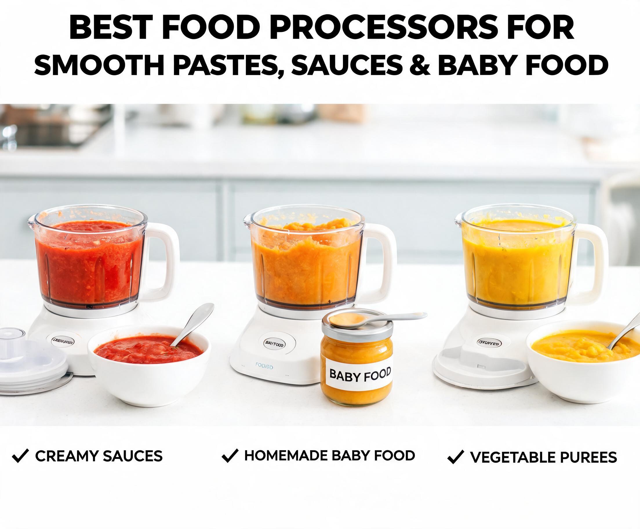 Best Food Processors for Making Smooth Pastes, Sauces, and Baby Food Best Food Processors for Making Smooth Pastes, Sauces, and Baby Food preparing creamy sauces, vegetable purees, and healthy homemade baby food.