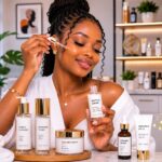 10 Best Peptide Serums in Nigeria (2026): Top Products for Firmer, Younger-Looking Skin African woman applying peptide serum for firmer, younger-looking glowing skin with premium skincare products in a modern Nigerian beauty setting.