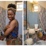 10 Best Stretch Mark Creams in Nigeria (2026): Top Products That Actually Work African woman applying stretch mark cream to her abdomen during a skincare routine in Nigeria.