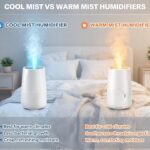 Cool Mist vs Warm Mist Humidifiers: Which One Should You Buy? showing two humidifiers in a modern bedroom