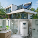 Sweet Home solar water heater installed on a modern home roof with solar collectors and insulated hot water storage tank