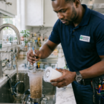 How Often Should You Replace a Water Purifier Filter showing a used water purifier filter beside a clean replacement filter